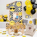 The Real Bossy Baby One Happy Dude Birthday Decorations - 1st Birthday Decorations - Guest Book Alternatives -First Birthday Number One Shaped Photo Frame - (One Happy Dude)