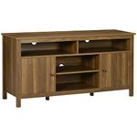 HOMCOM TV Cabinet Stand for TVs up to 65", Entertainment Center with Storage Shelves and Doors for Living Room, Bedroom, Walnut