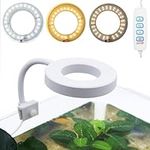 PUEUTU Upgraded Aquarium Light Clip On Fish Tank LED Light Small USB Light Dimmer Multi-Color White+Warm Yellow+Yellow 1 to 5 Gal (Adapter NOT Included, No Timer)