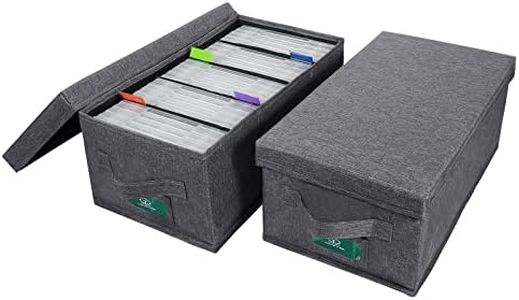 T WaveTree DVD Storage Box Pack of 2, Durable Movie Organizers15.75 x 8.46 x 6.3 Inch, DVD Rack with Lids and Index Labels to Hold up to 50 DVD Cases - Gray