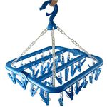 Clip and Drip Hanger Clothes Hanger Drying Rack 32 Clips (Blue)