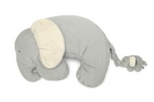 Mamas & Papas Tummy Time Roll, Interactive Soft Baby Pillow with Integrated Rattle, Elephant & Baby