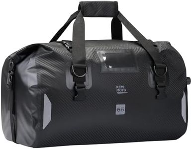 KEMIMOTO Waterproof Motorcycle Dry Bag – Duffle Tail Bag Soft Luggage, 25L/40L/65L Large Capacity with 4 Quick-Release Straps, Dustproof for Touring, Adventure, Motorcycling & Camping Black