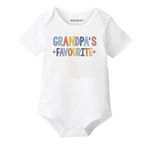 KNITROOT Grandparent Family Special Onesies, Unisex Baby Kids Cotton Lycra Envelope Neck Half Sleeve White Romper, Bodysuit, Sleepsuit, Grandpa's Favourite, 0-3 Months, Infant Cloths for Boys & Girls