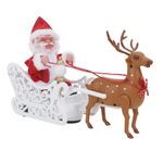 NICEYEA Electric Running Reindeer and Santa Toy with Music Deer Cart Santa Claus Doll Christmas Party Home Festival Ornament Xmas Decor Gift