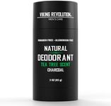 Viking Revolution Sandalwood Deodorant Men - With Shea Butter, Coconut Oil, Baking Soda, Beeswax - Aluminum-Free Charcoal Men Deodorant - 3 Oz / 85g