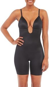 SPANX Suit Your Fancy Plunge Low-Back Mid-Thigh Bodysuit Very Black LG