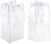 Sohapy 2 Pack Portable Collapsible Clear Ice Wine Bag Pouch Cooler Bag with Handle for Party,Outdoor,Champagne,Cold Beer,White Wine,Chilled Beverages