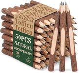 Tofficu 50 Pcs Wooden Pencil, Wood Graphite Wooden Tree Rustic Twig Pencils for Kids, Tree Bark Pencils, Woodland Baby Shower Decorations Log Short Drawing Tool Child
