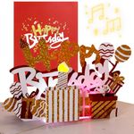 MZSX Birthday Card, 3D Pop Up Cake Card, Upgraded version, Handmade Flower Happy Cake Pattern Card with Envelopes Box Set, Adults, Kids, Women, Wife, Mum