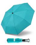 Destinio Umbrella for Women, Umbrella for Men - Automatic 3 Fold Windproof with Travel Cover with Auto Open and Close (21 Inch (Regular folding), Teal Blue (Auto open close, With UV Coating))