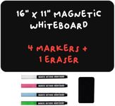 Cinch! 16x11-Inch Fridge Magnetic Whiteboard with 4 Neon Markers and Eraser - Magnetic Refrigerator Dry Erase Board Organizer - Strong Magnetic Backing for Easy Organization of Notes, Lists, and Plans