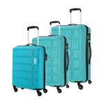 Kamiliant by American Tourister Harrier 3 Pc Set 56 cms, 68 cms & 78 cms- Small, Medium & Large Polypropylene (PP) Hard Sided 4 Wheels Spinner Luggage Set/Suitcase Set/Trolley Bag Set (Coral Blue)