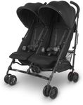 UPPAbaby G-Link V2 Double Umbrella Stroller / Lightweight Design / One-Step Fold + Recline / XL Basket + Canopy / Cup Holder Included / Jake (Black/Carbon Frame)