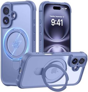 MOCCA Design for iPhone 16 Case with Magnetic Invisible Stand [Full Camera Protection] [Compatible with Magsafe] Military Drop Shockproof Translucent Matte Phone Case Cover 6.1",Lavender Grey