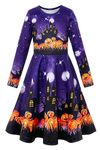 Belovecol Girls Midi Dress Kids Long Dress Pumpkin Dress Round Neck Casual Dress Party Dress for 10-12 Years