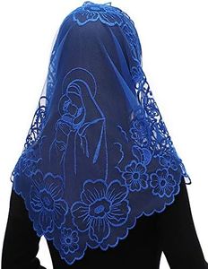 Bozidol Church Lace Mantilla Catholic Chapel Veil Spanish Iglesia Velos Religious Christian Gift for Women (Blue)
