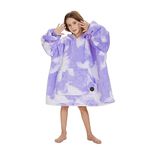 THREE POODLE Wearable Blanket Hoodie for Kids, Oversized Sherpa Sweatshirt Blanket with Giant Hood, Warm Cozy Hooded Blanket, Cute Gifts for Kids Girls Boys