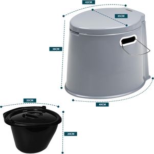 Denny 6L Portable Toilet – Grey, Compact Travel Camping Toilet