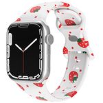 Bandkids Compatible with Kids Apple Watch Band 38mm 40mm 41mm for Boys Girls, Cute Double-Sided Pattern Printed Strap Compatible with iWatch Series Ultra/8/7/6/5/4/3/2/1/SE (38/40/40mm, Strawberry)