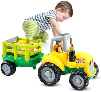 Auspint Kids Play Tractor Farm Adventure Playset, Toddler Outdoor Toys Farm Vehicle with Lights and Sounds, Comes with a Driver and Two Cute Animals for 1 2 3 Years Old Boys Girls Birthday Gift
