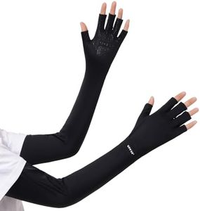 apaepr Sun Gloves for Women – UV Protection, Breathable, Touchscreen & Watch-Friendly Driving Gloves, UPF SPF Sun Protection (Black, One Size)
