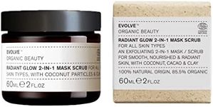 Evolve Organic Beauty - Natural Radiant Glow 2-in-1 Mask Scrub with raw cacao and Sweet Almond oil | Certified Natural Vegan Clean Cruelty-free Beauty (2 oz | 60 mL) - For Normal to dry skin