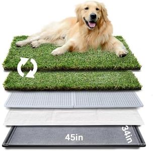 HQ4us Dog Grass Pad with Tray Extra Large 45”×34” Dog Litter Box Toilet with 2×Artificial Grass for Dogs with Hemmed Edge, Pee Pads for Dogs, Realistic, Less Stink, Potty for Balcony