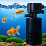 Buraq 4-in-1 Aquarium Filter, High Power 15W, 880 L/H, Submersible Internal Pump for Crystal Clear Water Suitable for 1.5 – 2.5 Ft Medium Fish Tanks