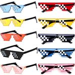 FSMILING Cool Thug Life Sunglasses,Mlg Pixel Party Sunglasses,Funny 8 Bit Thug Life party glasses for Adults Kids,Multiple Colour/10 Pack