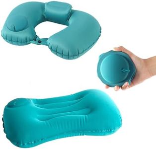 sealjoyous 2 Pieces(One Neck Pillow and one Sleep Pillow) Inflatable Camping Pillow Ultimate Comfort and Support for Airplanes, Cars, and More-Ergonomic Design for Sleep and Neck Relief