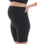 Herzmutter Women's Seamless Over Bump Shorts Maternity Underwear Pregnancy Shapewear High Waisted Full Coverage Belly Support 5500 (M/L, Black)