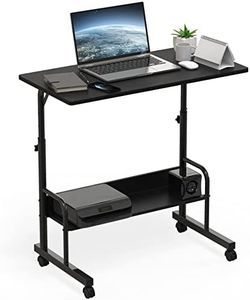 SHW Adjustable Mobile Standing Desk, Black