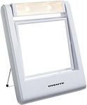 Ovente Lightweight Travel Lighted Vanity Mirror, 1x/2x Magnification, White