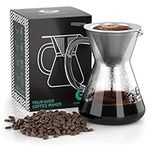 Coffee Gator Pour Over Brewer – Unlock More Flavour with a Paperless Stainless Steel Filter and Glass Carafe - Hand-Drip Coffee Maker - 400ml