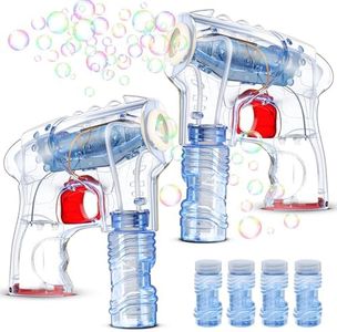 Kid Odyssey Bubble Gun,2 PCS LED Light Up Bubble Machine Toy for Kids with 4 Bottles Bubble Solution,Bubble Blaster Gun Best Gift Indoor Outdoor Game for 3 4 5 6 7 8 Year Olds Children