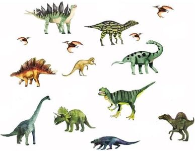 14Pcs Dinosaurs Wall Stickers, Removable Forest Dinosaur Wall Decals Waterproof Dino Animal Decor Mural for Kids Bedroom Living Room Bathroom Home Decoration