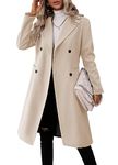 Danedvi Womens Long Double Breasted Coats Lapel Collar Pea Coat Winter Slim Fit Jackets Trench Coat Outwear, Beige, X-Large