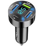 4 Port Car Charger Adapter 50W QC3.0 & PD Car Cigarette Lighter Outlet with LED Voltmeter Phone Charger for iPhone, Android, Samsung, iPad Pro