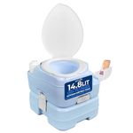 SereneLife Outdoor Camping Toilet, Portable Toilet, Comfortable Flushable for Adults, Travel, Compost, Porta Potty Loo, Detachable Waste Tank & Phone Holder, 15L