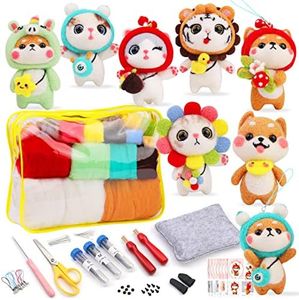 BAGERLA Needle Felting Kit, Wool Felting Beginner Kits Includes 8 Pcs Animal Instructions Felting Pad Needle Felting Basic Tools, Complete Needle Felting Supplies for DIY Felting Starters