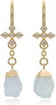 Moonstone Earrings for Women Raw Stone Dangle Drop Shape - 18K Gold Vermeil, Certified 925 Sterling Silver Earring - Hypoallergenic Gold Jewelry for Women, Mothers Day Gifts, Birthday Gifts for Women