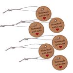 Zenomia Homemade Round Kraft Tags, Decorative Homemade Gift Packing Multi-Purpose Handmade Blank Tag with Natural Jute Gift Tag for Wedding Party, Thanksgiving (Pack of 100)