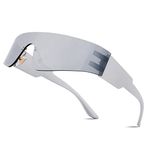 FEISEDY Futuristic Visor Punk Sunglasses Rimless One Piece Goggles Miorred Shades Women Men B2927