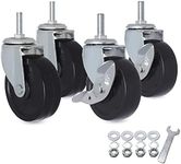 AXL 3 Inch 3/8"-16x1 Threaded Stem Wheel Castors (Screw Diameter 3/8", Screw Length 1"), Wheel Replacement for Clothing Garment Rack, Shelving Rack, Whiteboard, Set of 4, Castor Wheel with Bolt