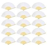 Lee-buty 50pcs DIY Blank Bamboo Folding Fan White Handheld Folded Fan Paper Handmade Folded Fan for Gift Party Favors Home Office Wedding Party