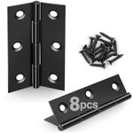 JatilEr 8 Pcs Door Hinges 68mm × 38mm, Black Hinges for Wood Stainless Steel, Butt Hinges for Internal Outdoor with 48 Pcs Screws for Light Gate, Windows, Closet, Drawer, Boxes