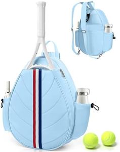 TBTOTRA Tennis Bag, Water Resistant Tennis Backpack for Women Men, Quilted Crossbody Sling Design for Tennis, Pickleball, Badminton Rackets, Blue