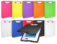 Yajnas A4 Size Clipboard with Storage Box | 180° Foldable Exam Pad & Writing Board | Heavy Duty Plastic File Folder with Pen Holder & Paper Storage for Students, Office & Field Use (Assorted Colour)