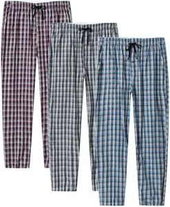MoFiz Men's Pajama Bottom Pants Cotton Plaid Sleepwear Lounge Pant 3Pack 3XL